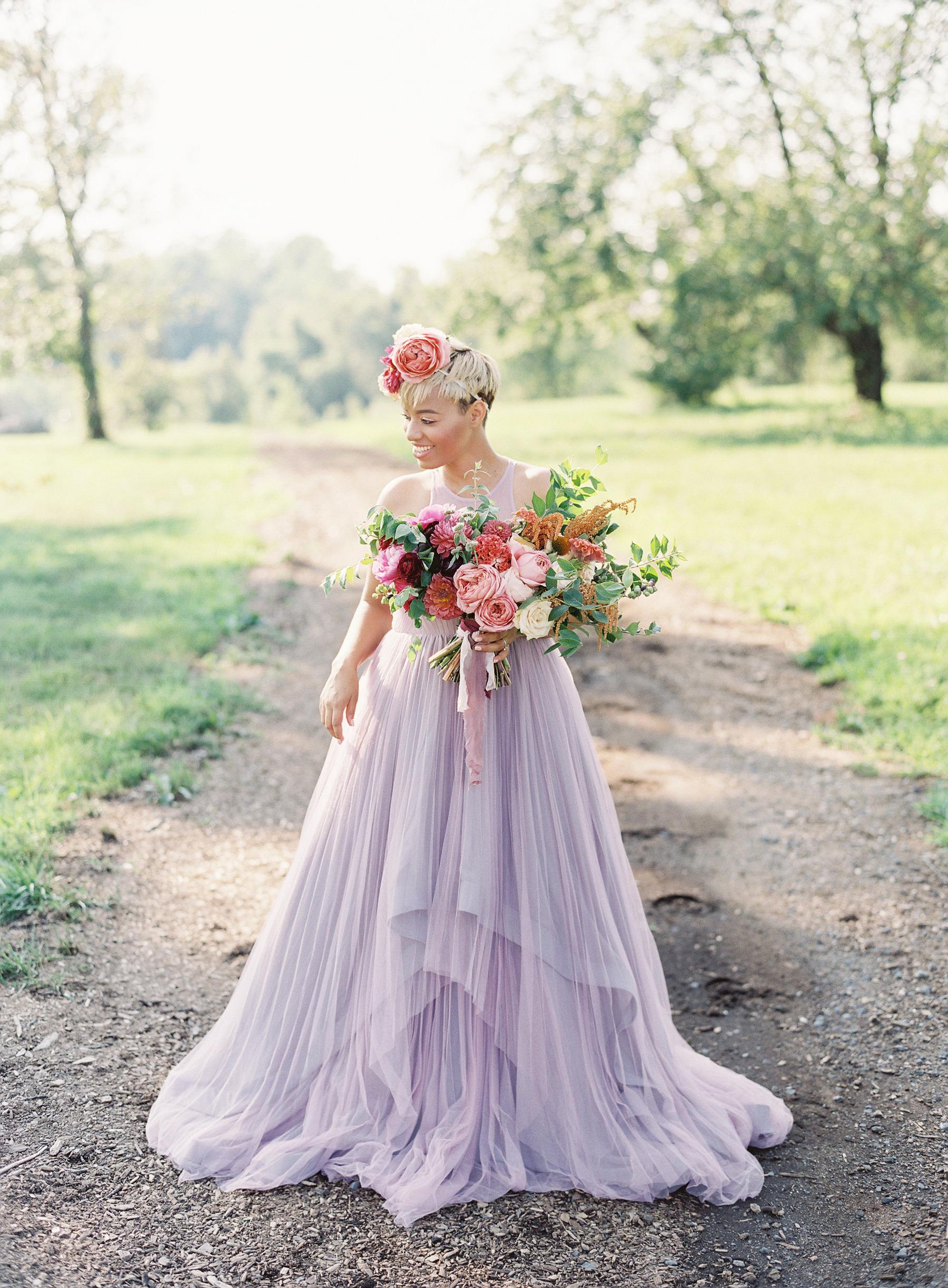long purple wedding dresses Beaded Purple Wedding Dress, Halter Mermaid Gown