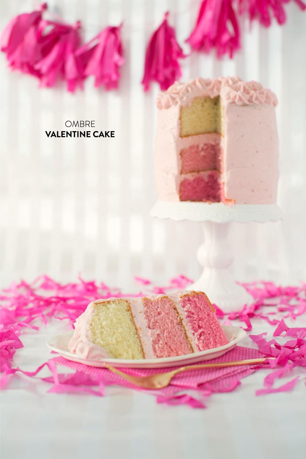 Pink Ombre Rose Cake