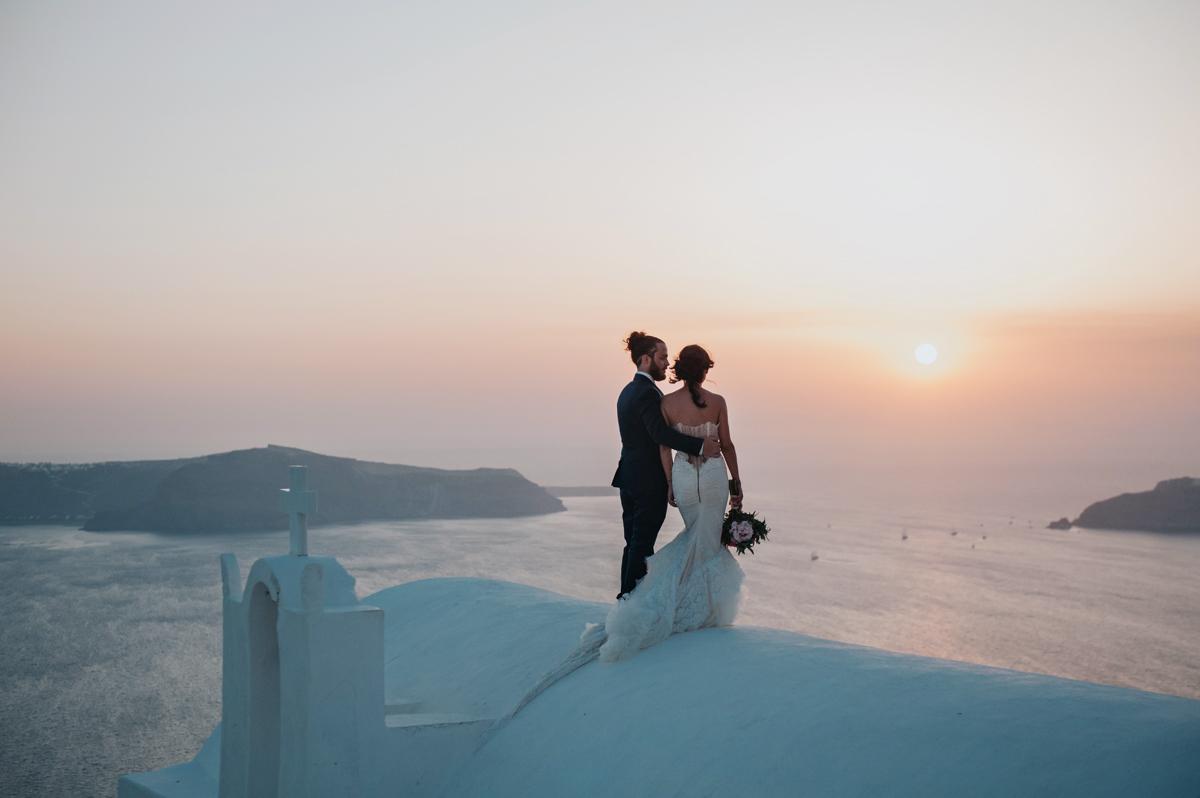A Must-See Gown + Peony Bouquet for a Greece-Set Wedding