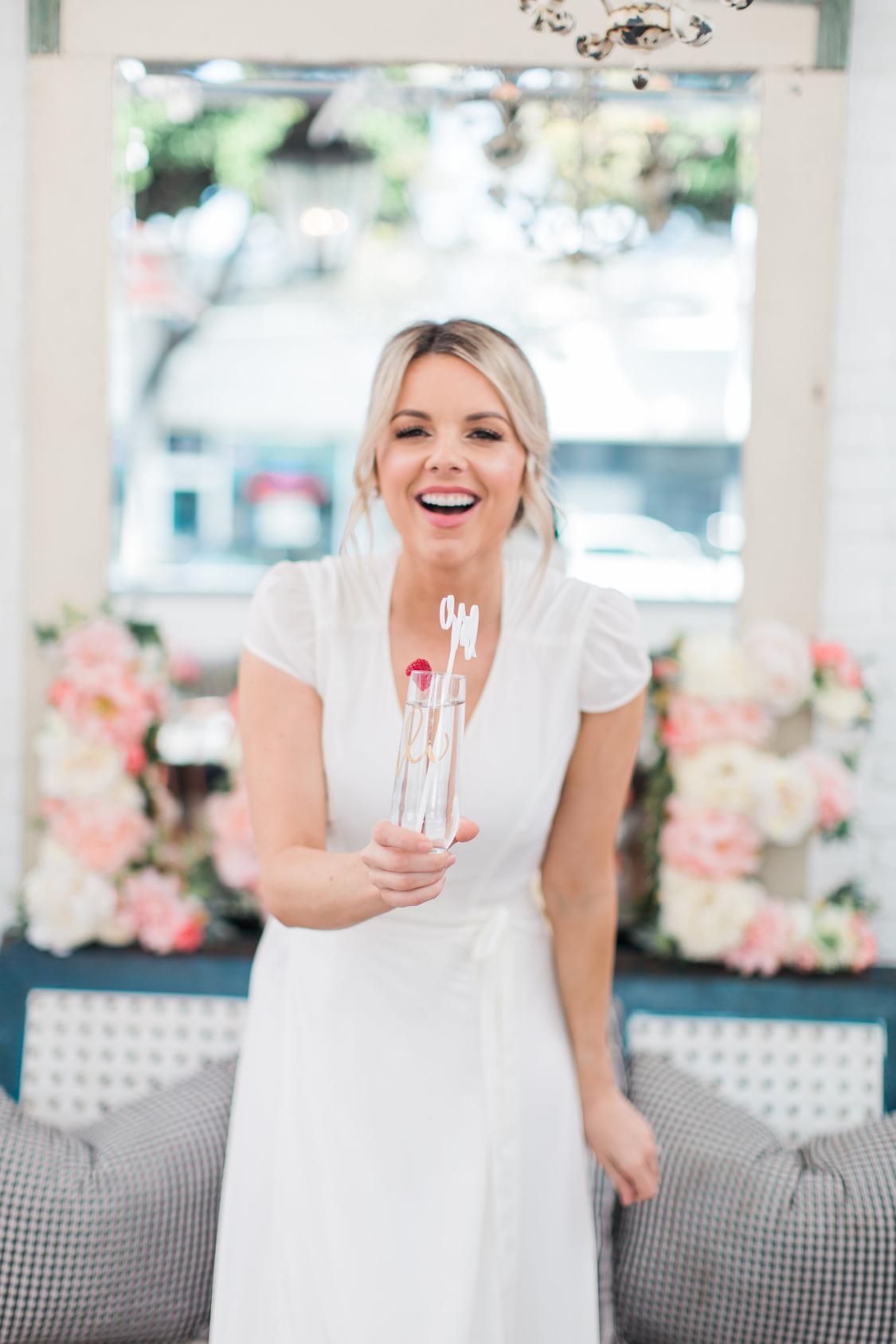 long sleeve bridal shower dress for bride NumberSea-Bridal Shower Fall Wedding Dresses Little White Dresses Casual A-Line V Neck Long Sleeve Asymmetrical Chiffon Bridal Gowns With Solid Color main image 0