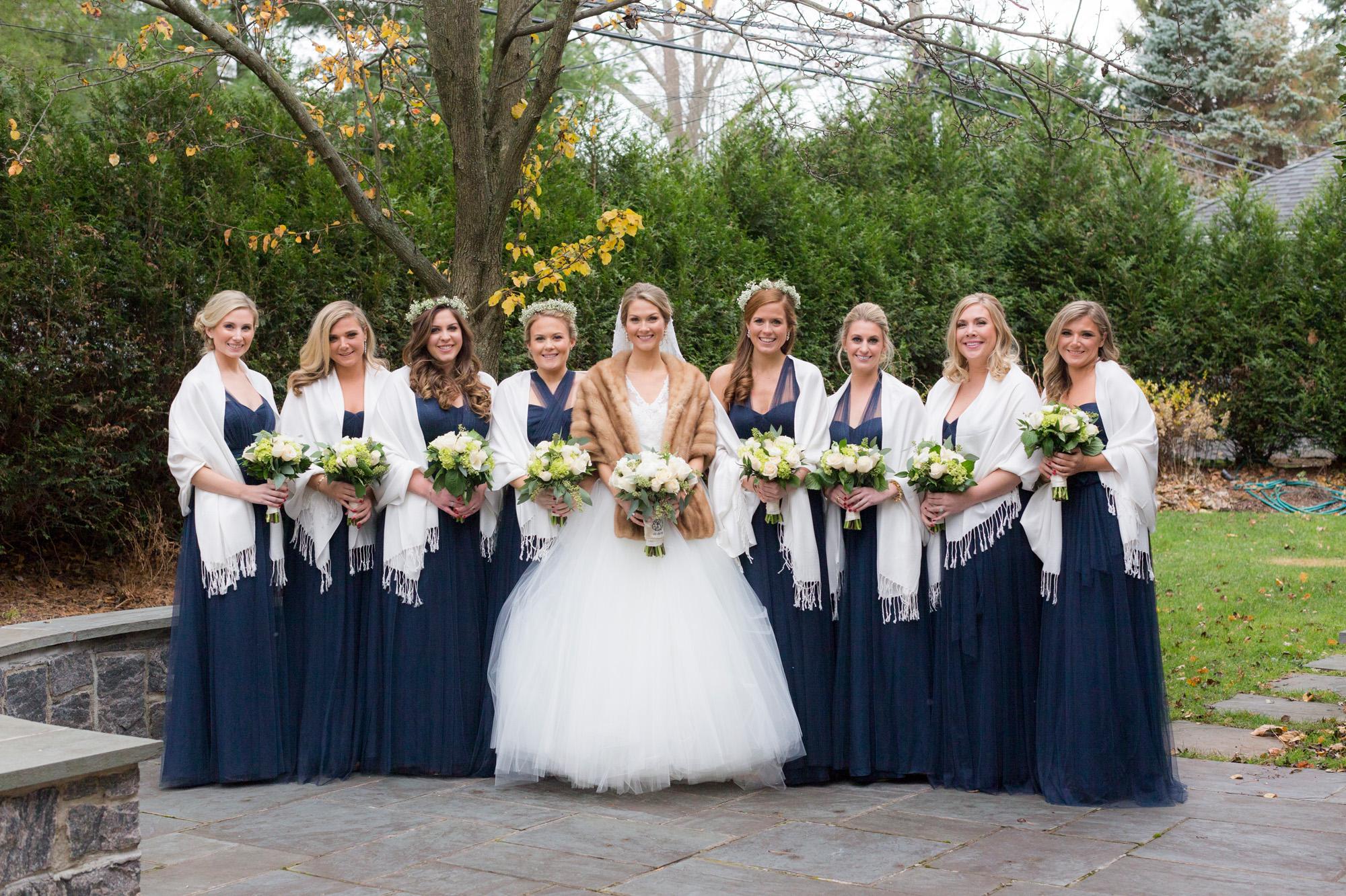Classic Winter Wedding with Navy Bridesmaids