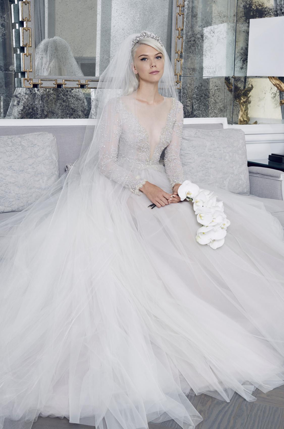 silk and lace wedding dress with sleeves Lace Satin Bride Wedding Gown with Half Sleeves – loveangeldress main image 1