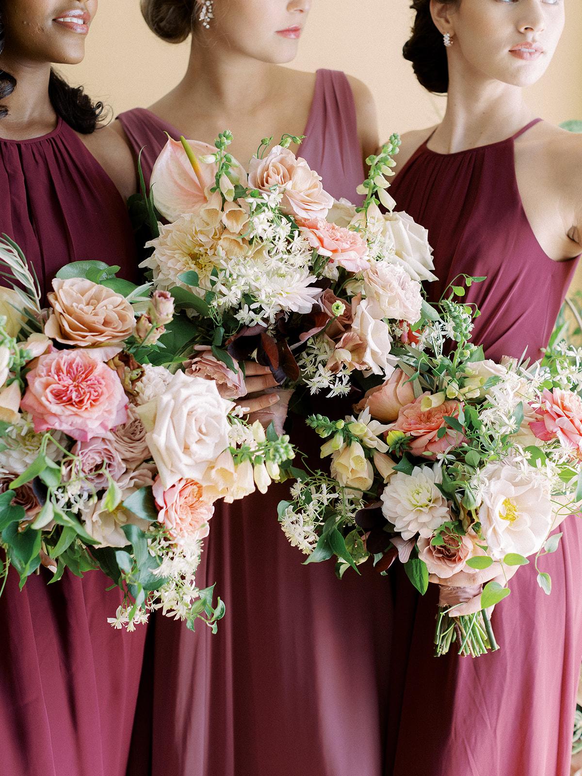 burgundy and dusty pink bridesmaid dresses Chiffon Dusty Rose Floor Length Cheap Bridesmaid Dresses Online, WG564 SposaDresses