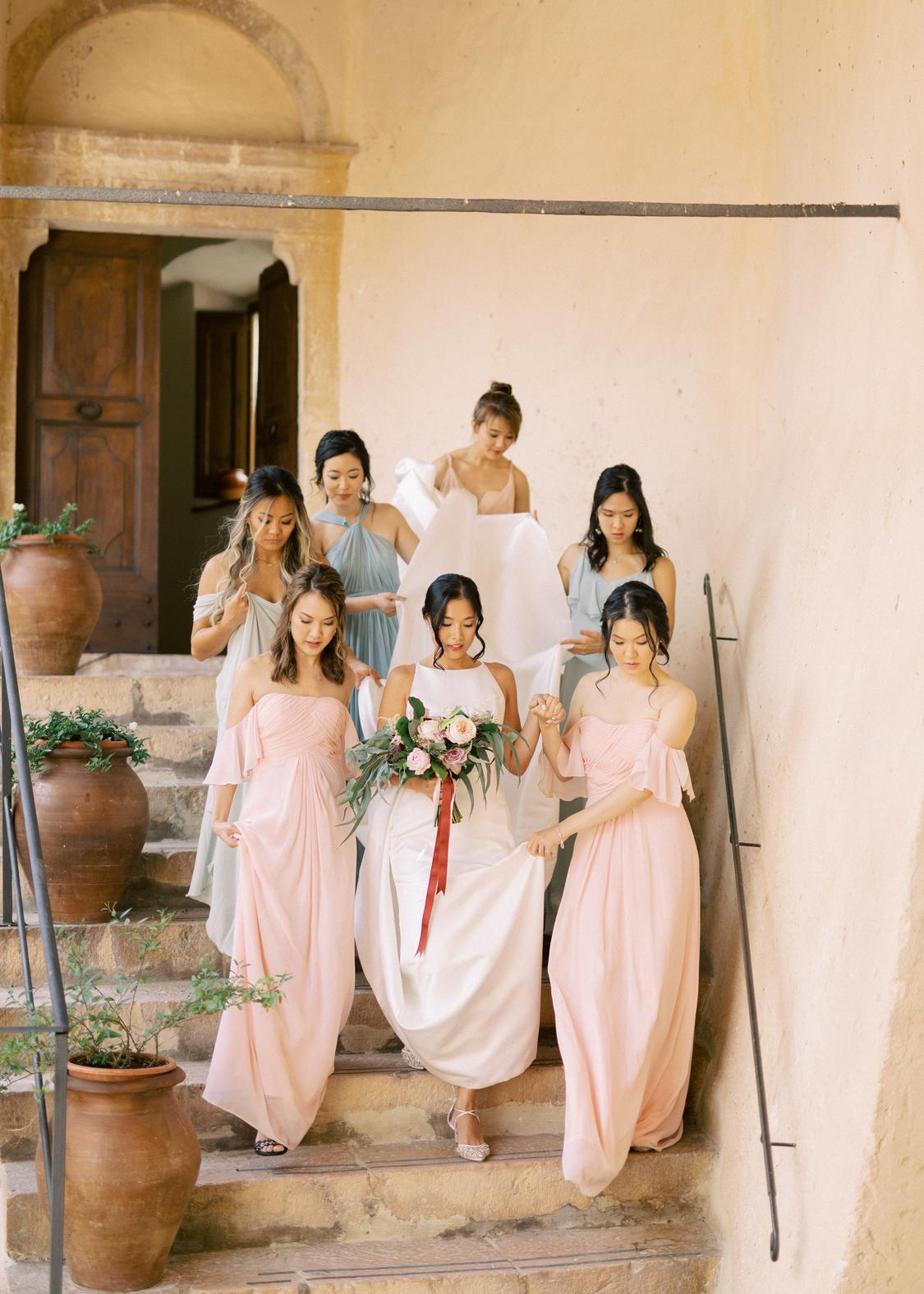 italian style bridesmaid dresses Ivory Bridesmaid Dresses,Satin Bridesmaid Dress,Modest Bridesmaid Dress,BD00367, US8 / Royal Blue main image 1