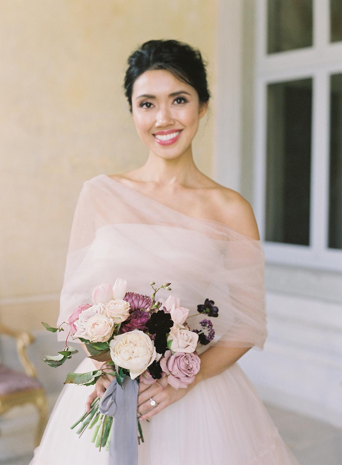 strapless open back dress Blush Pink and Cream Tulle Party Dress with Beaded main image 1
