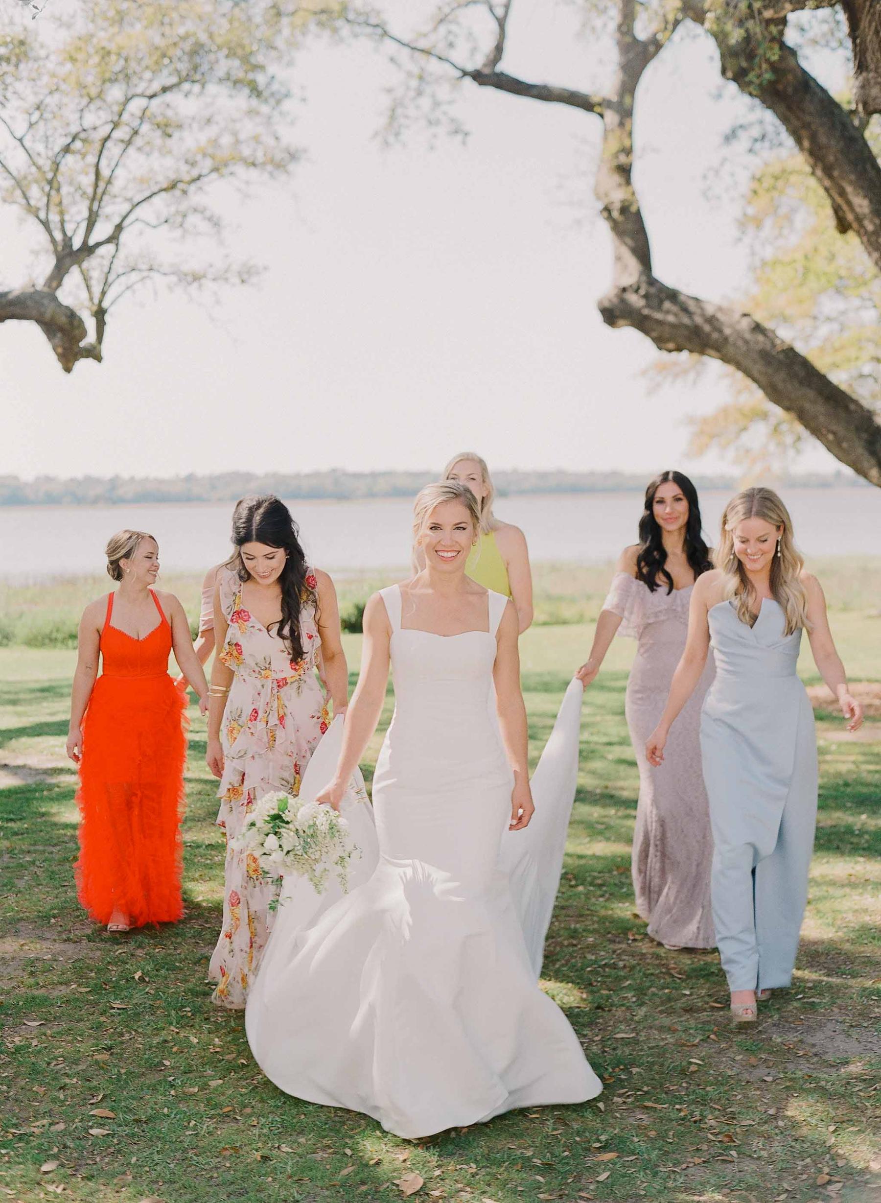 This Stylish Charleston Wedding Brought Mismatched Bridesmaid Dresses to the Next Level