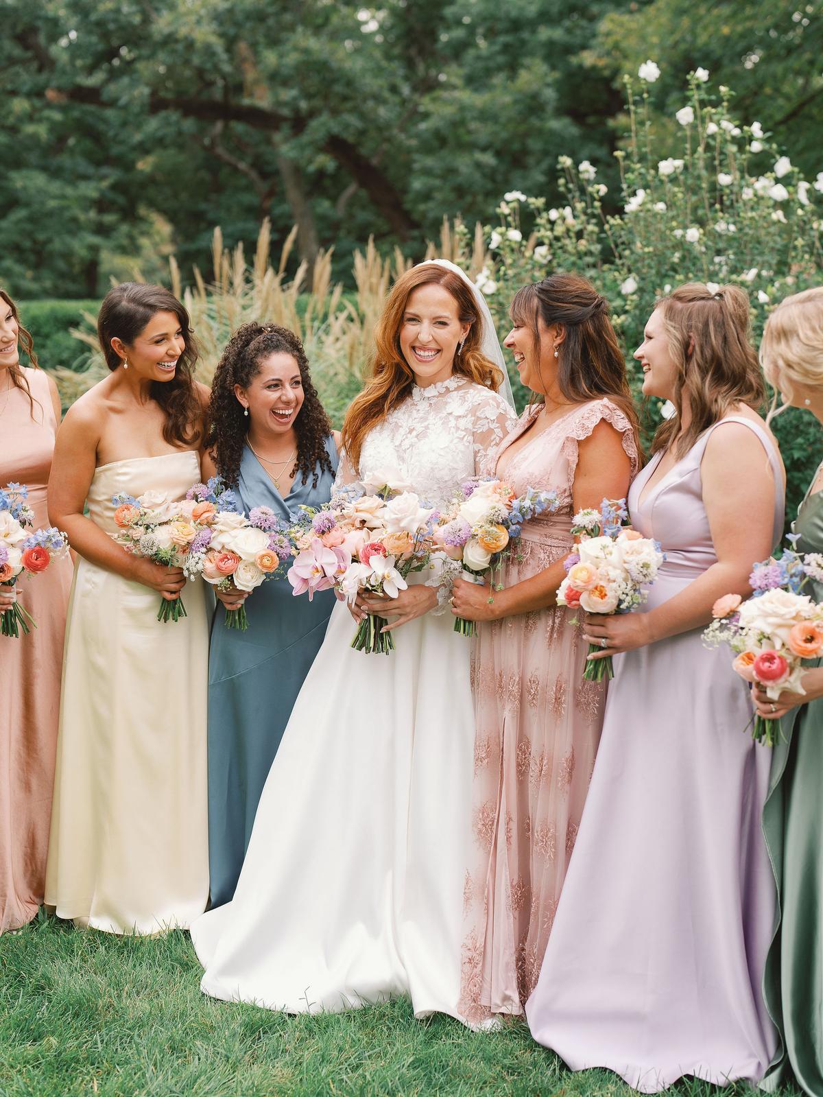 bridesmaid dresses salisbury Citrus-Inspired Summer Wedding in the Gardens of Mansion long sage green bridesmaid dresses