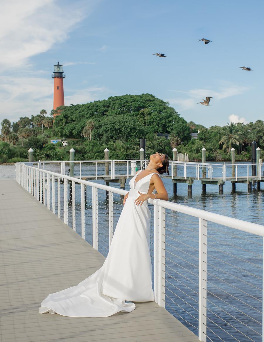 Baby Blue Hydrangeas and Lighthouse Views at a Dreamy Coastal Celebration