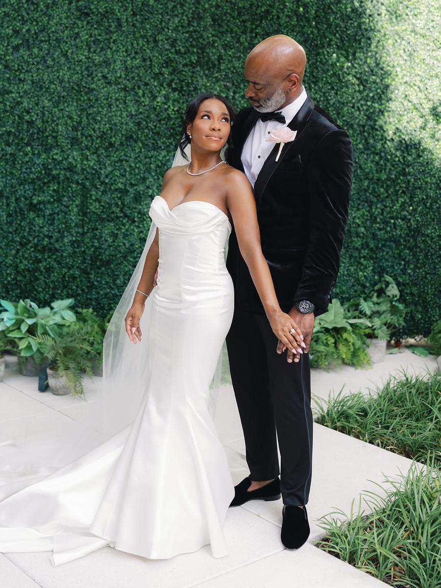 pink wedding dress couple Pink wedding dresses are the coolest modern bridal trend