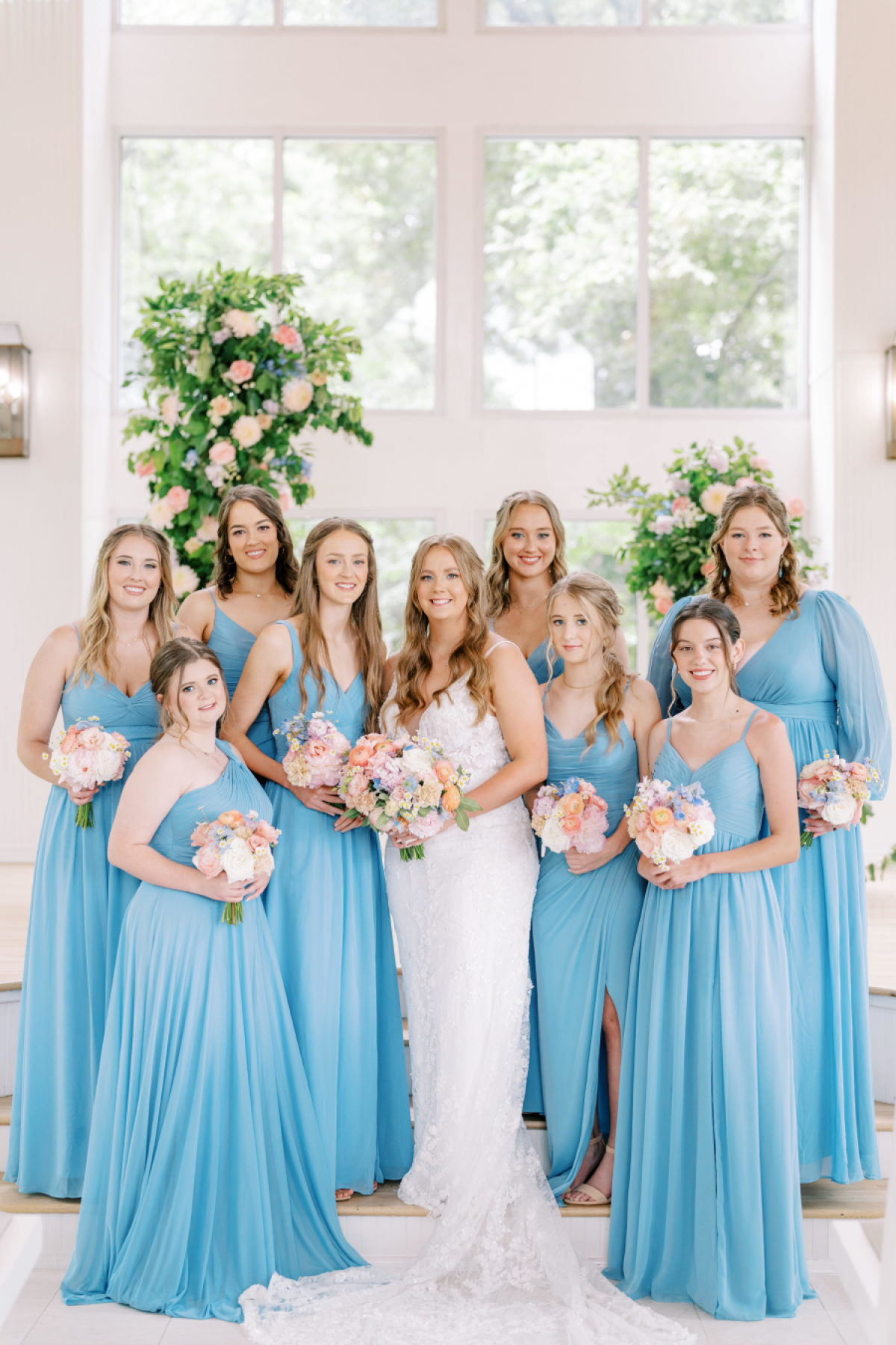 Chapel Wedding Complete With Beautiful, Garden-Inspired Blooms and Blue Toile
