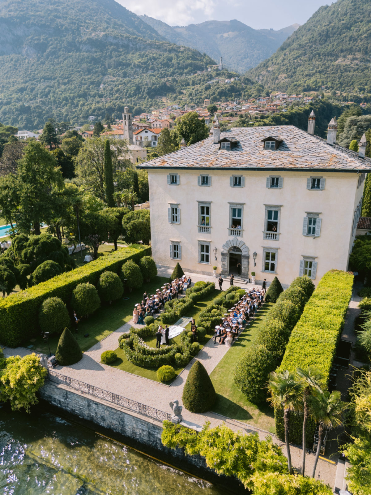 Lush Blooms and Luxurious "Blooming" Chandeliers at Villa Balbiano