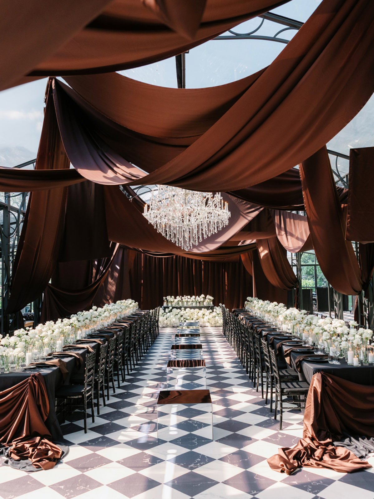 A Bold Monochrome Wedding on Lake Como Blending Black, White, and Chocolate Elegance