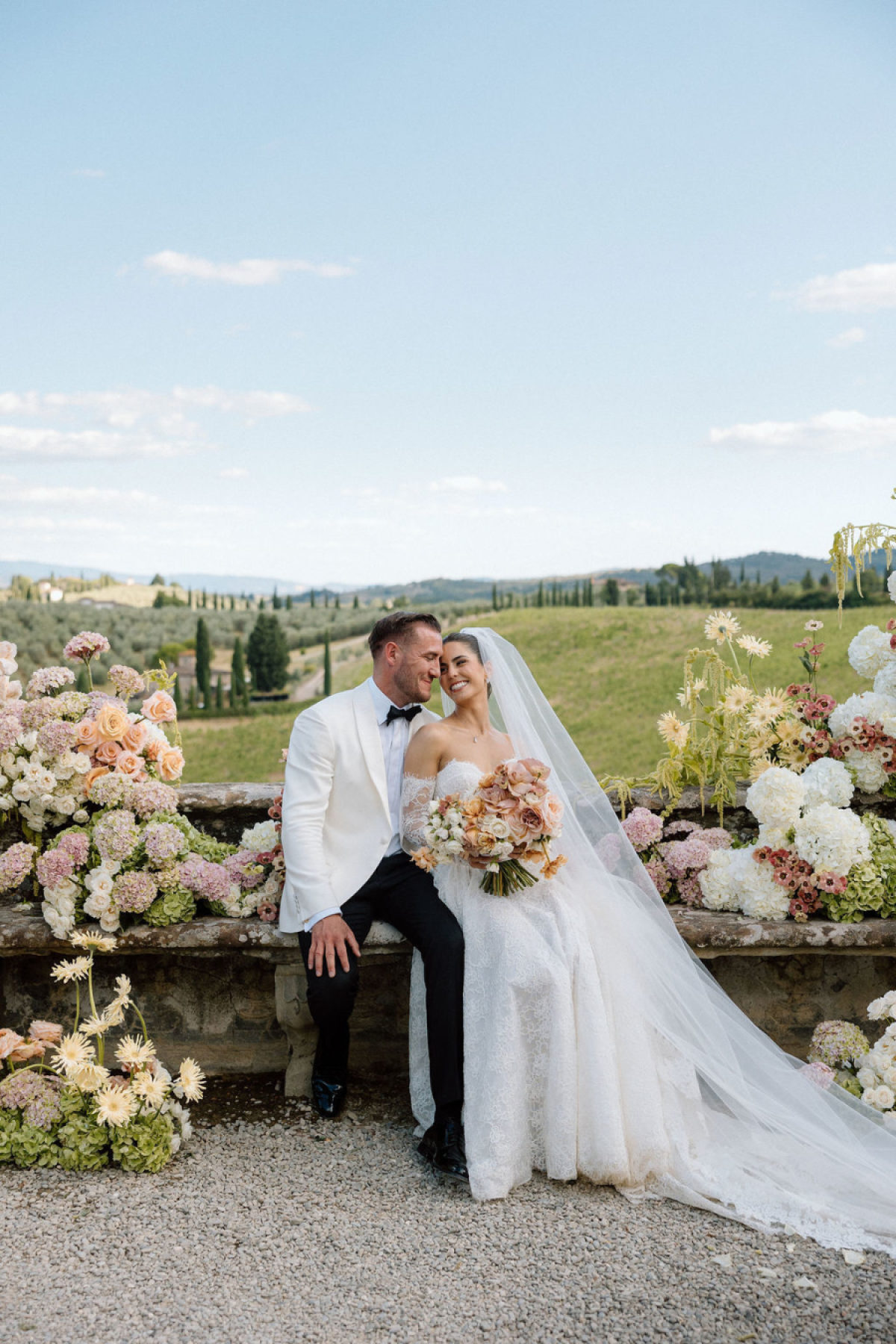 Vintage Hydrangeas and Blush Roses for an Elegant Italian Garden Celebration