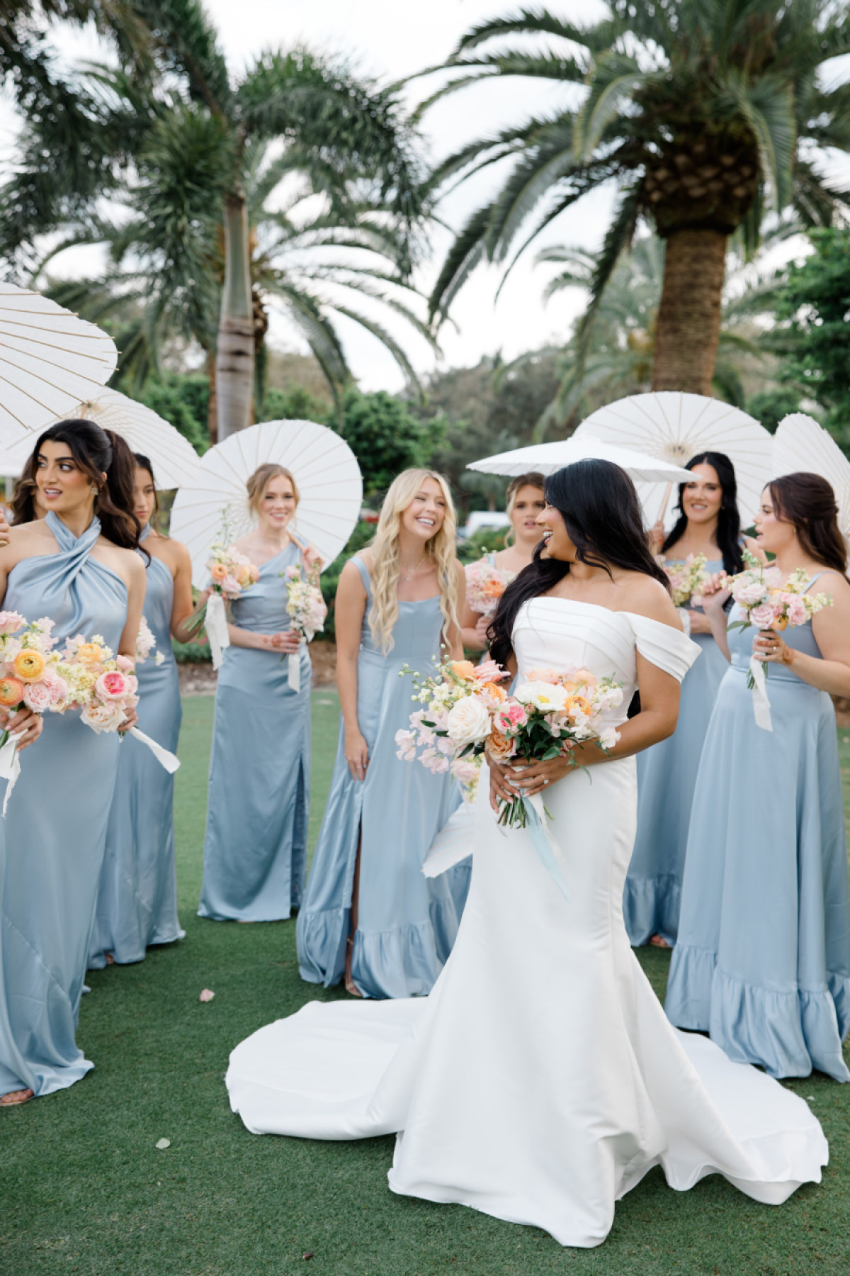 A Coastal Fine Art Wedding Weekend in Pastel Blue with Vibrant Haldi and Blush Sangeet Celebrations